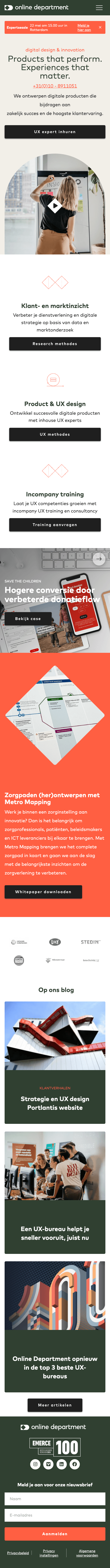 Online Department op mobiel staand